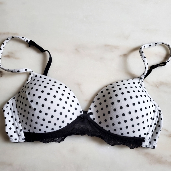 3/20$- LA SENZA 36A COTTON & LACE POLKA DOT BRA - Picture 1 of 5